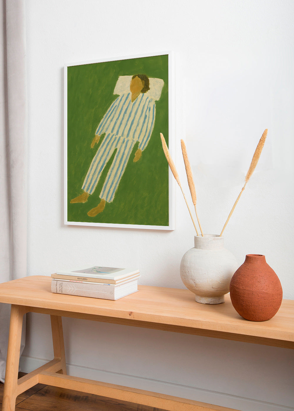 Ilustración de figura tumbada en pijama a rayas – Product3