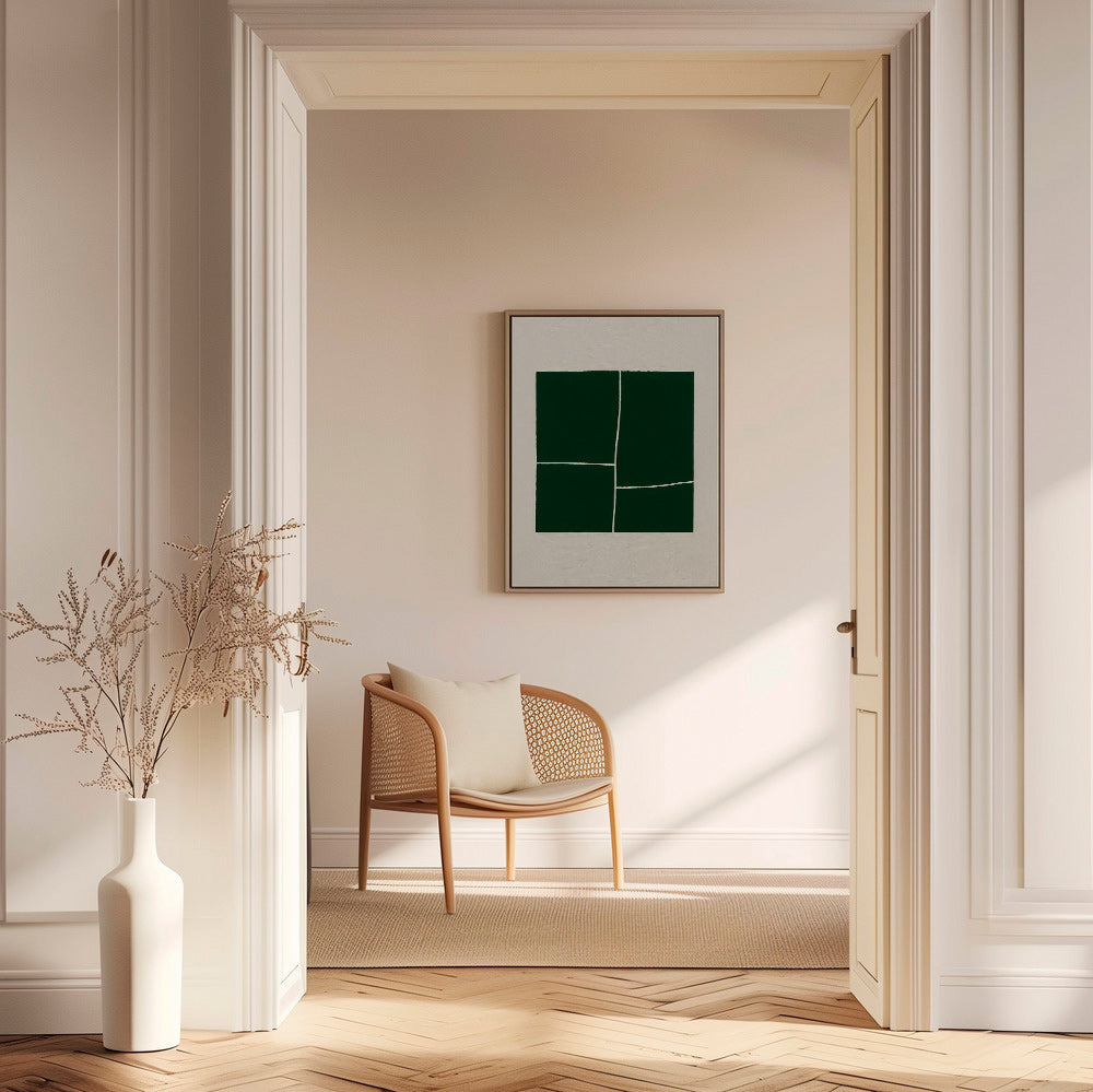 Cuadro abstracto con bloques verdes – Canvas2