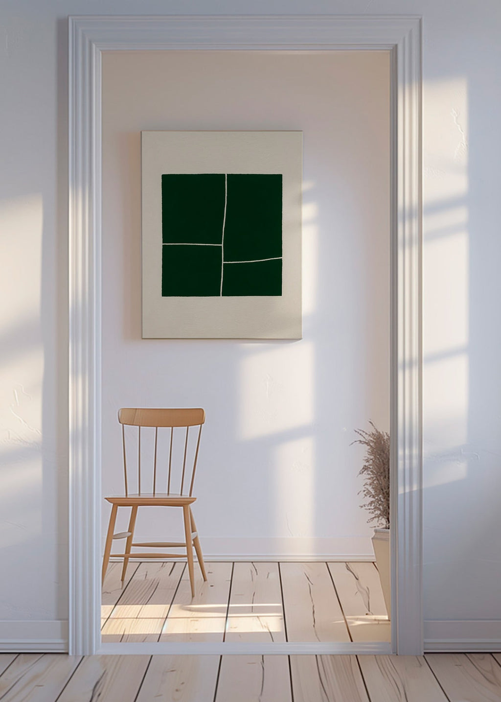 Cuadro abstracto con bloques verdes – Canvas