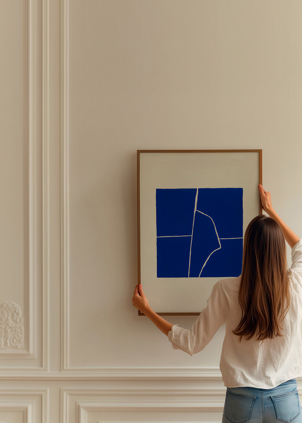 Cuadro abstracto azul con fractura geométrica – Product3