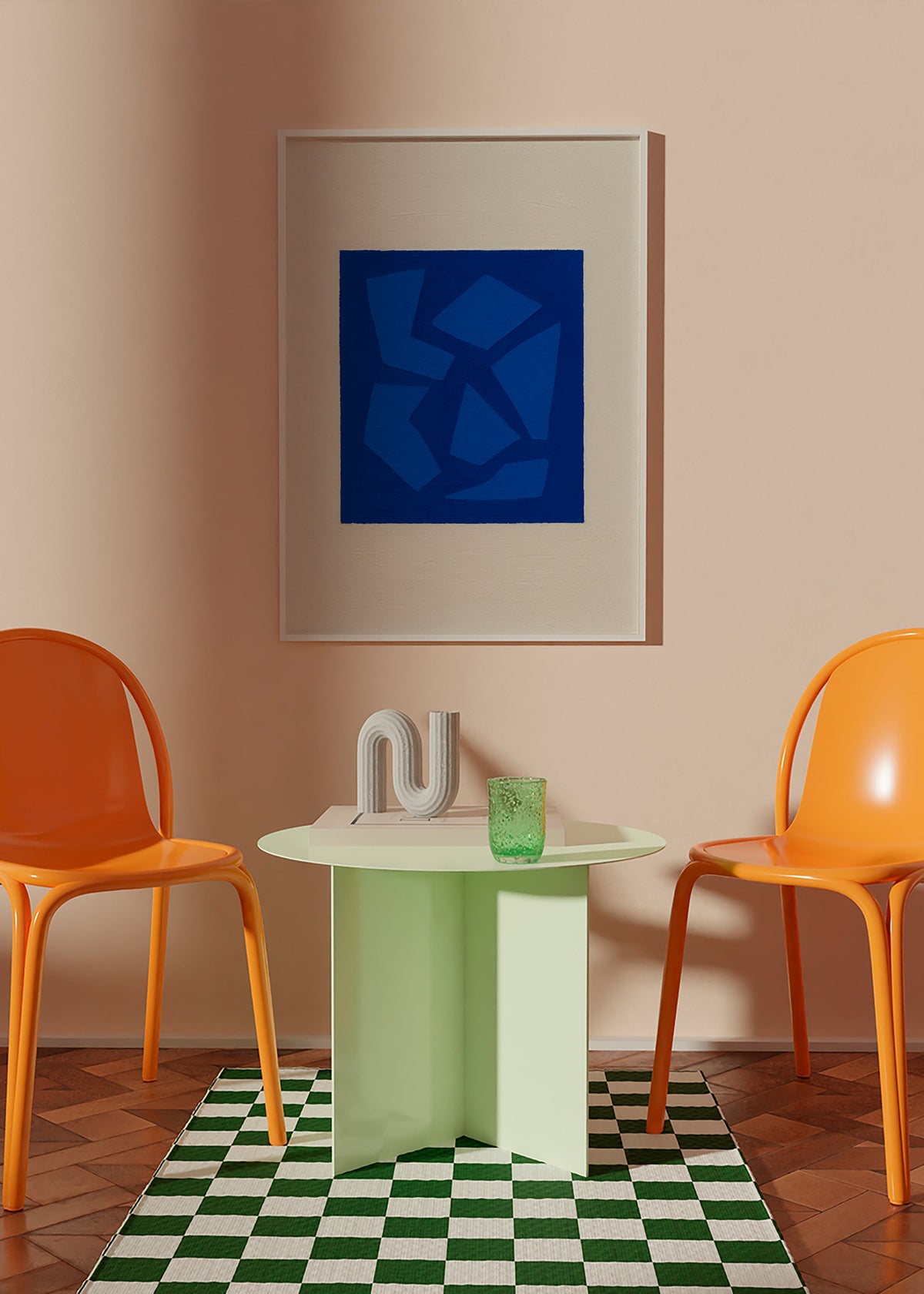 Cuadro abstracto azul con formas fragmentadas – Product1