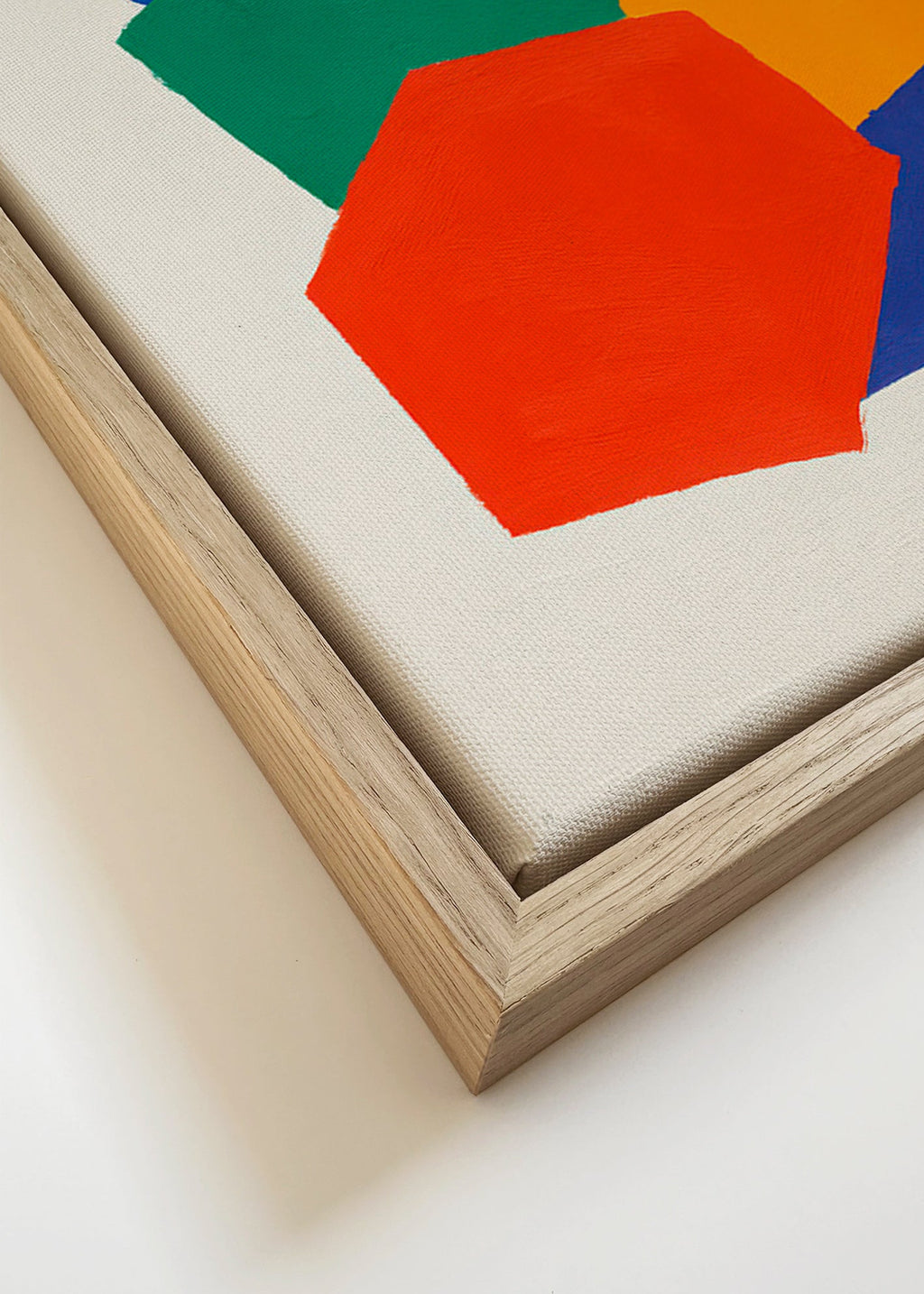 Cuadro geométrico de formas apiladas y color – Canvas detail