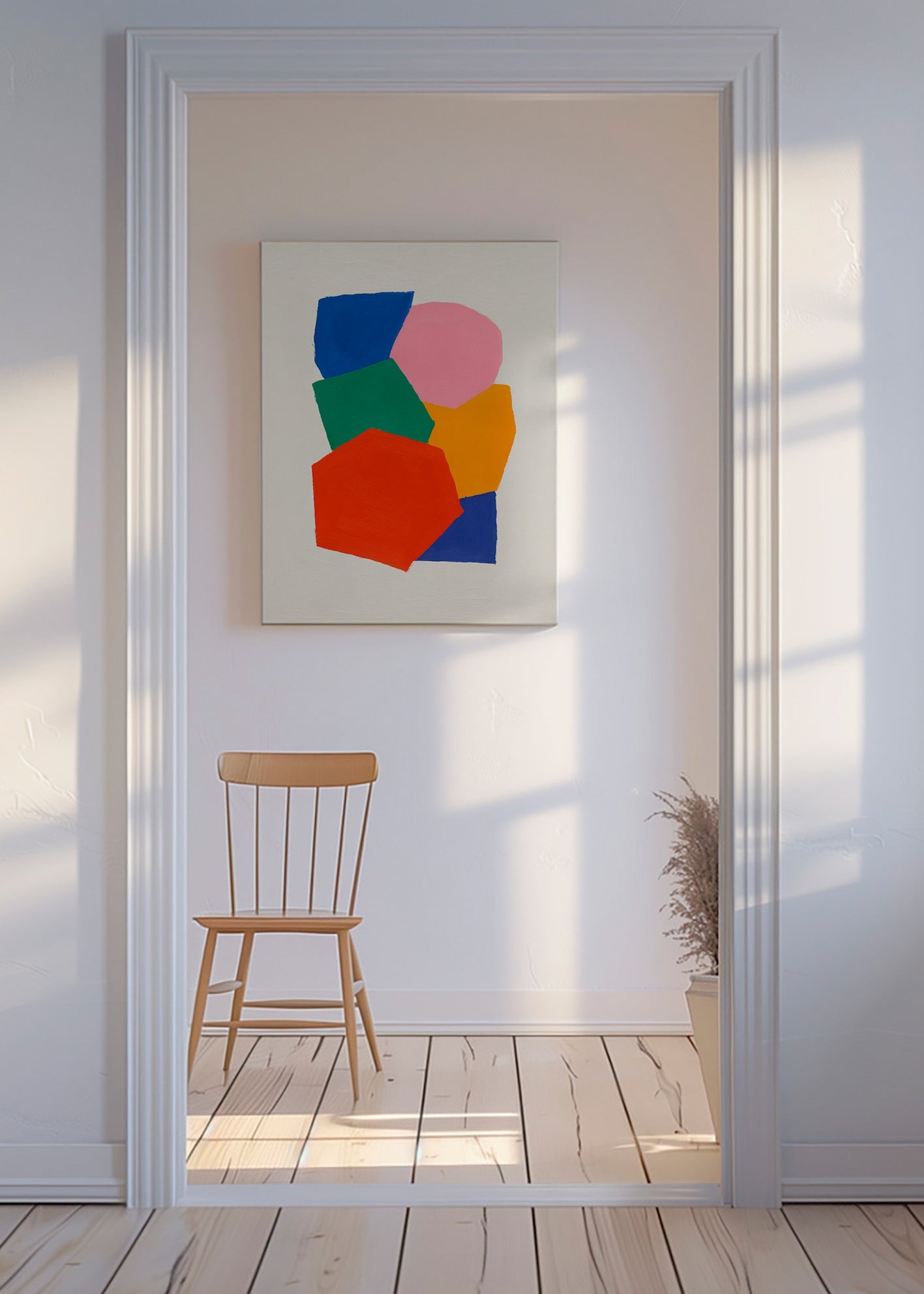 Cuadro geométrico de formas apiladas y color – Canvas