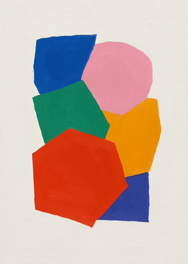 Cuadro geométrico de formas apiladas y color