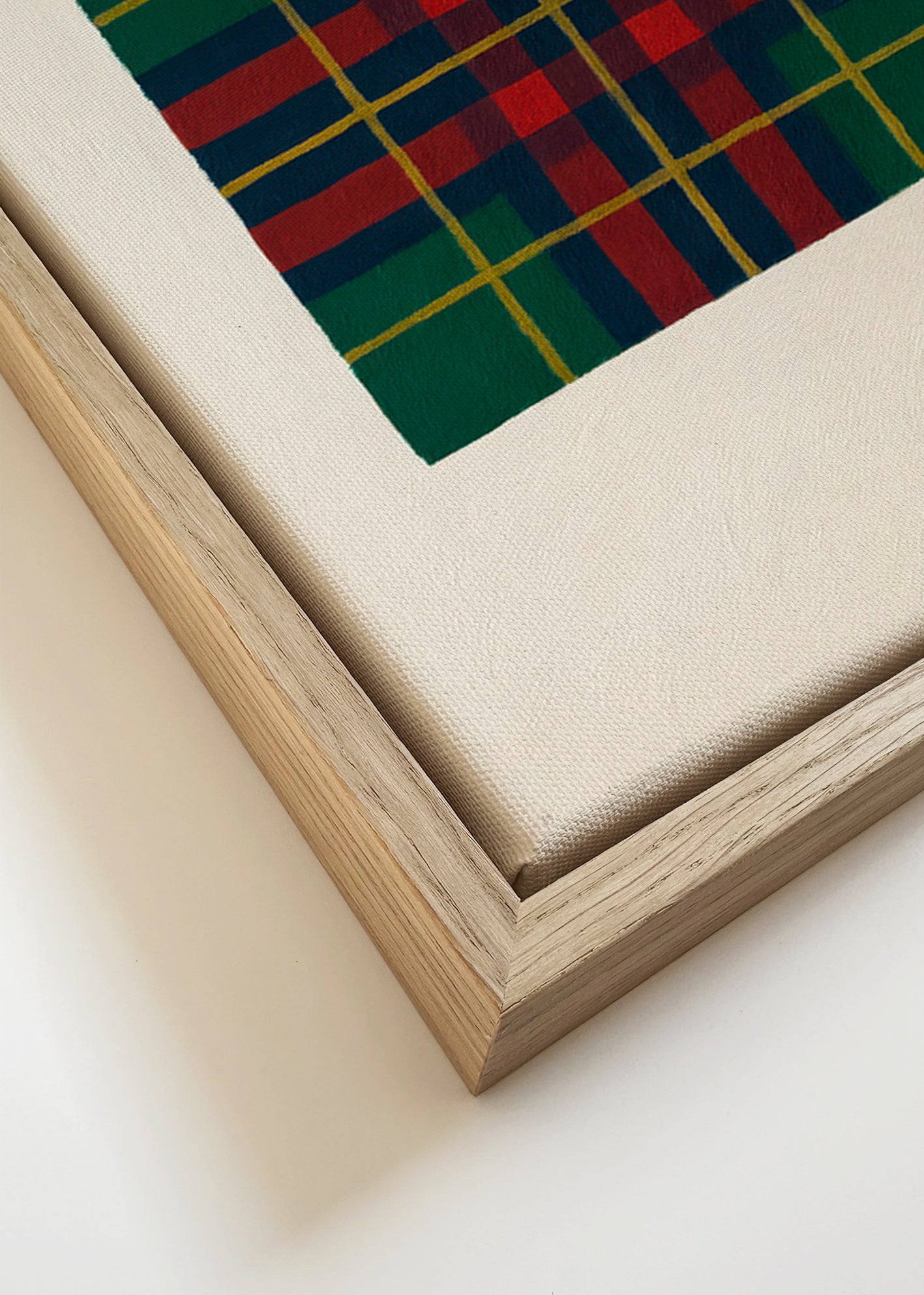 Cuadro geométrico con trama tartán pintada a mano – Canvas detail