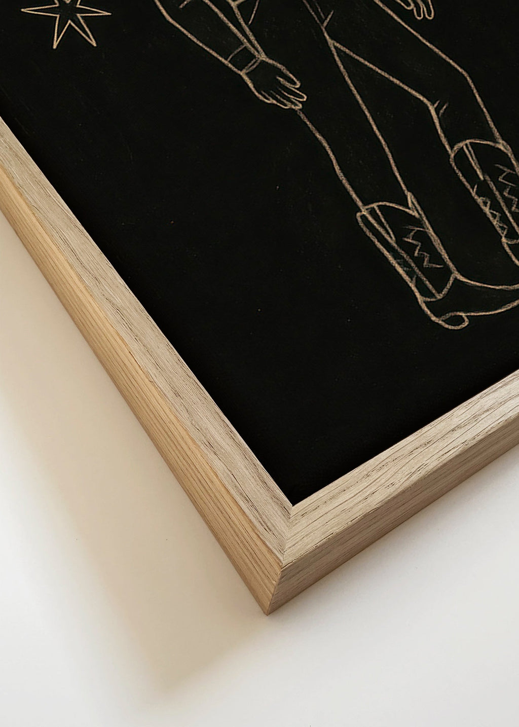 Ilustración vaquero en línea dorada – Canvas detail