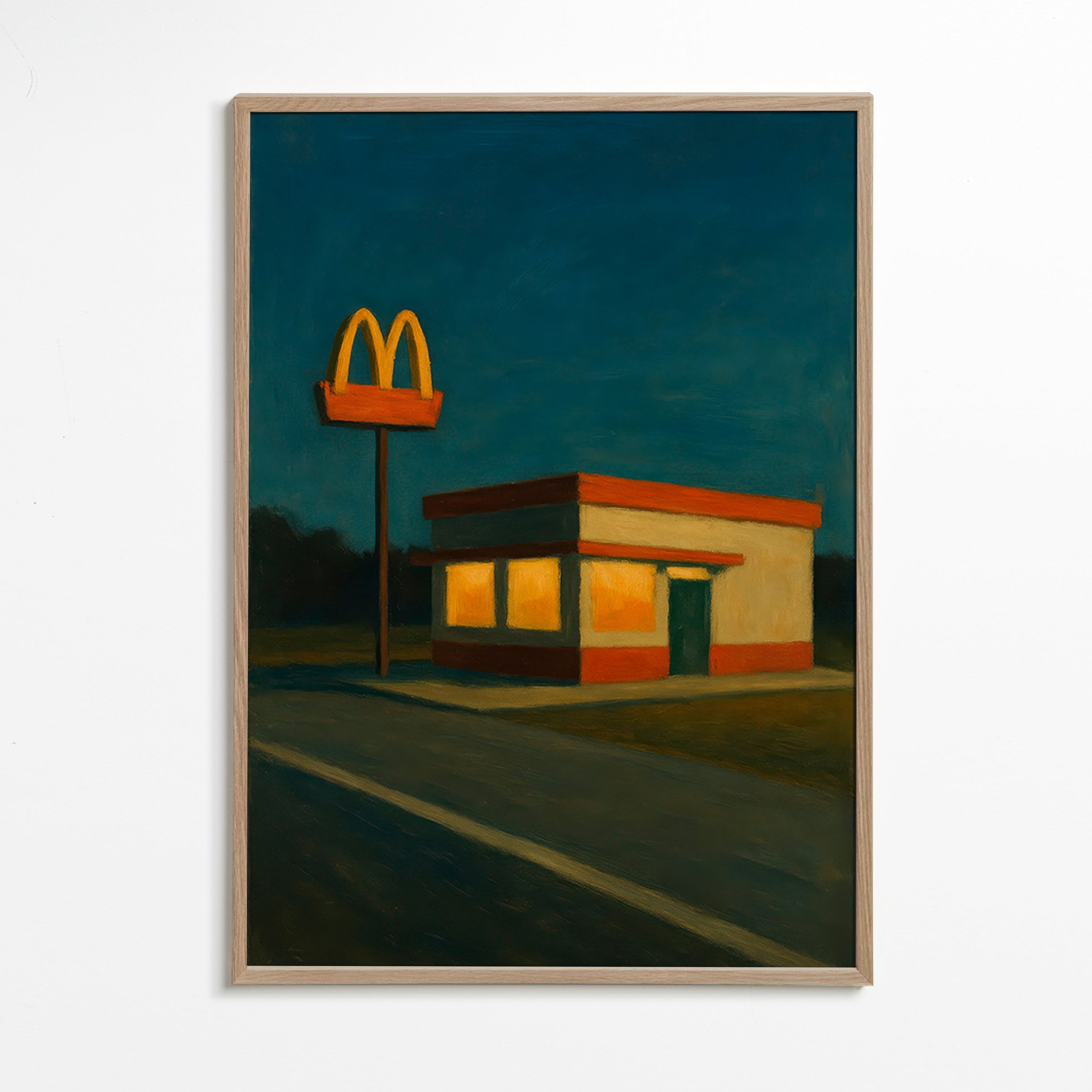 Cuadro de cocina: local nocturno con letrero icónico – Oak Frame