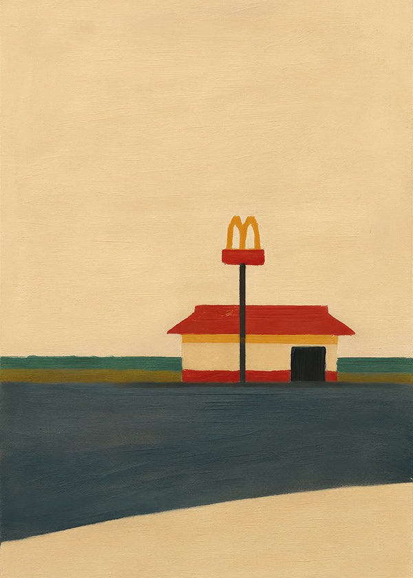 Cuadro de cocina minimalista con restaurante y arco dorado