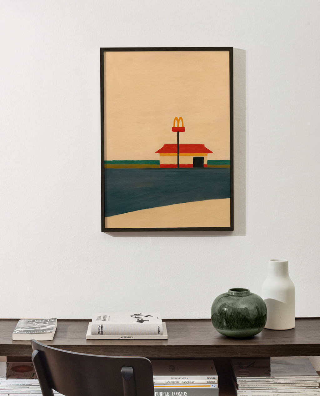 Cuadro de cocina minimalista con restaurante y arco dorado – Product1