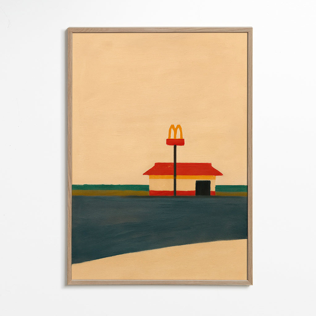 Cuadro de cocina minimalista con restaurante y arco dorado – Oak Frame