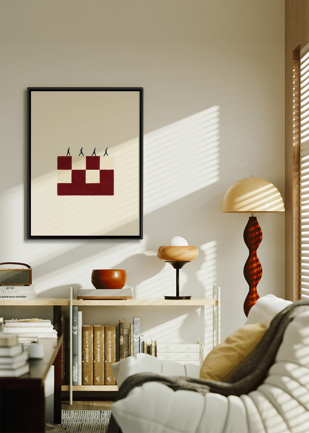 Cuadro geométrico con figuras caminando – Canvas1