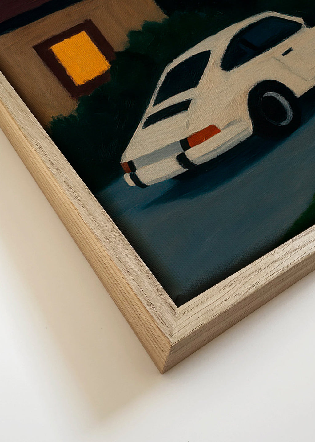 Cuadro vintage con coche clásico en noche serena – Canvas detail