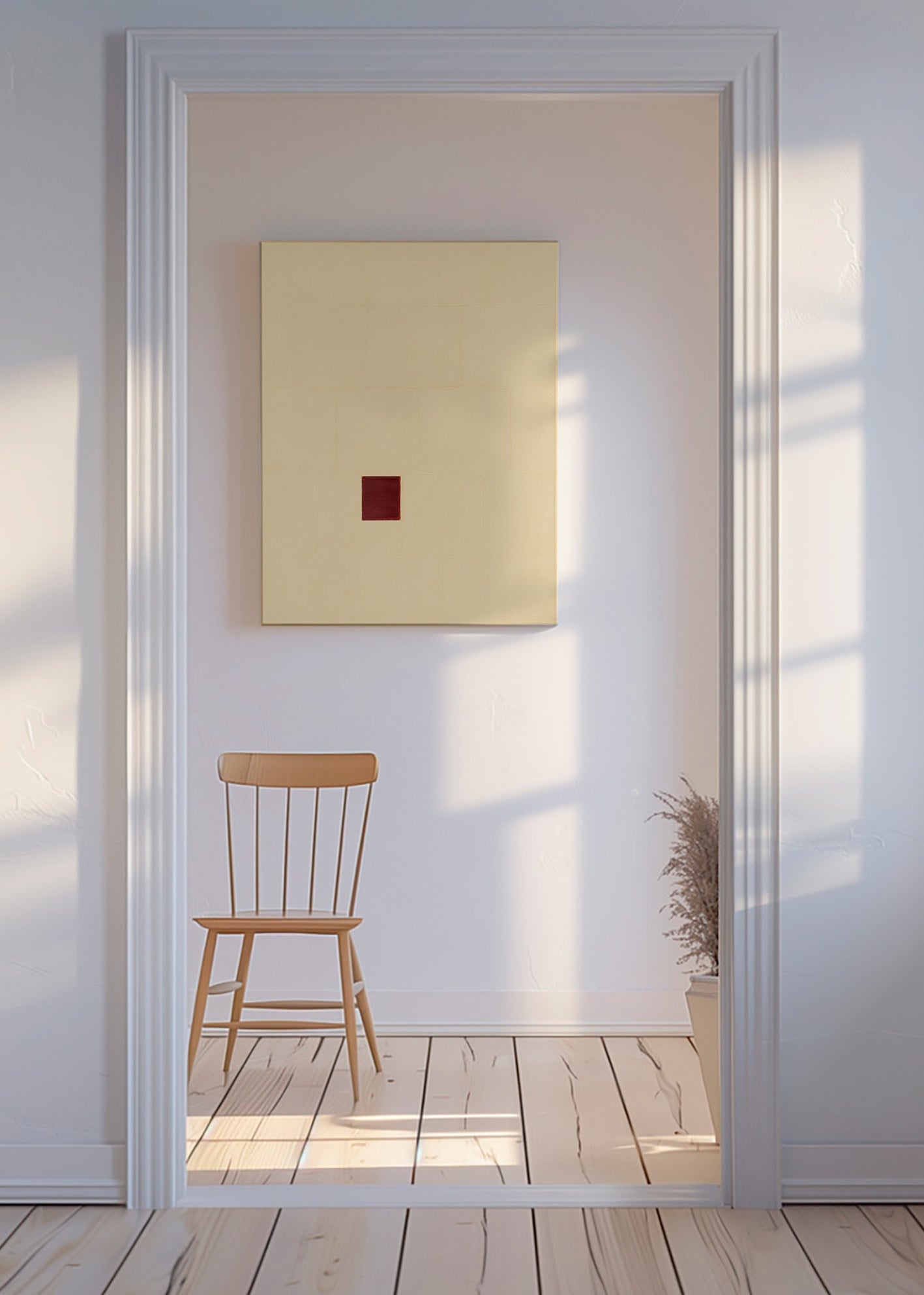 Cuadro minimalista con núcleo rojo – Canvas