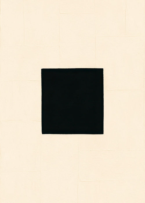 Cuadro abstracto: cuadrado negro sobre crema