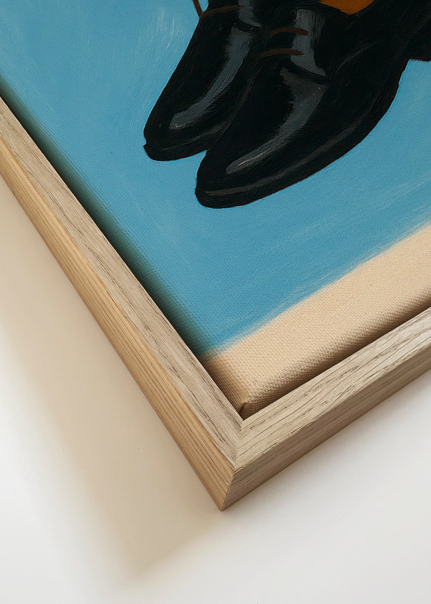 Ilustración de zapatos colgantes sobre fondo azul – Canvas detail