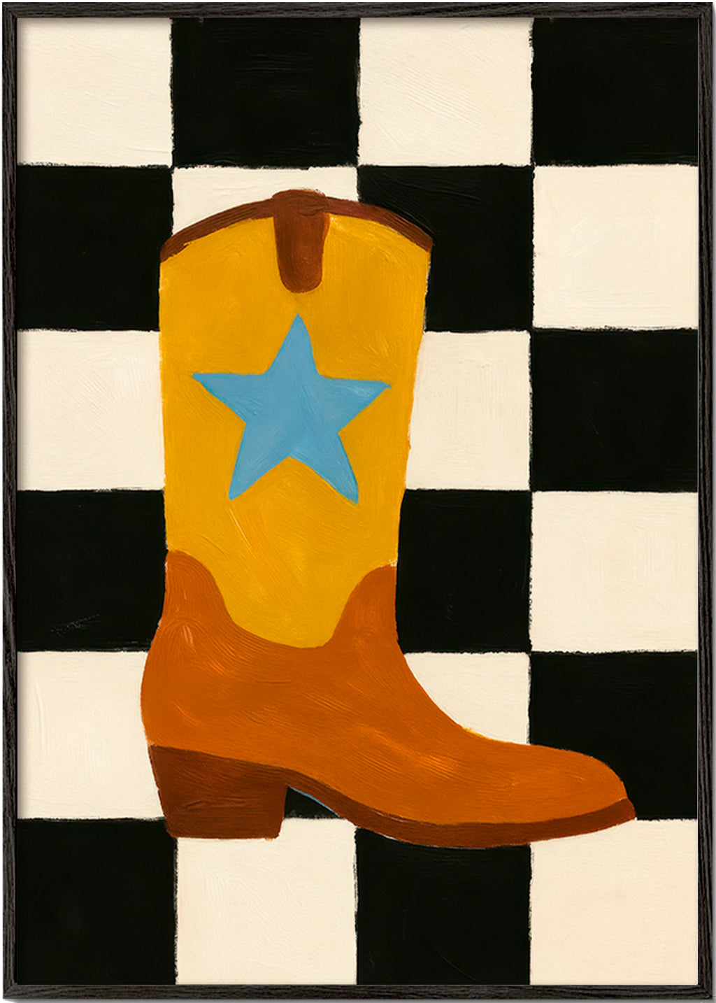 Ilustración de bota vaquera con estrella – Black Frame