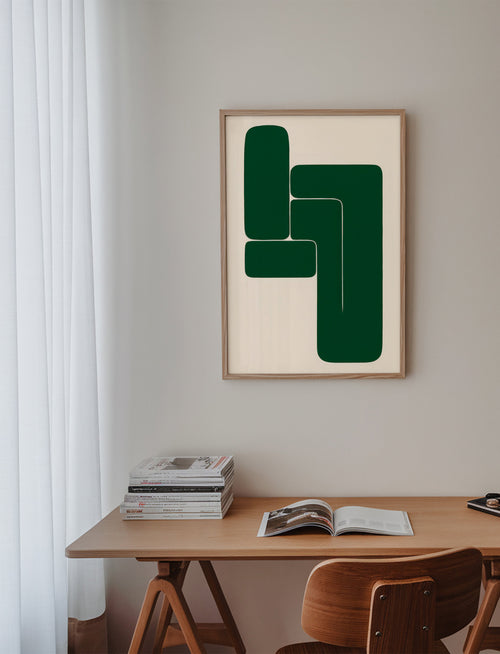 Cuadro geométrico verde con formas en L – Product1