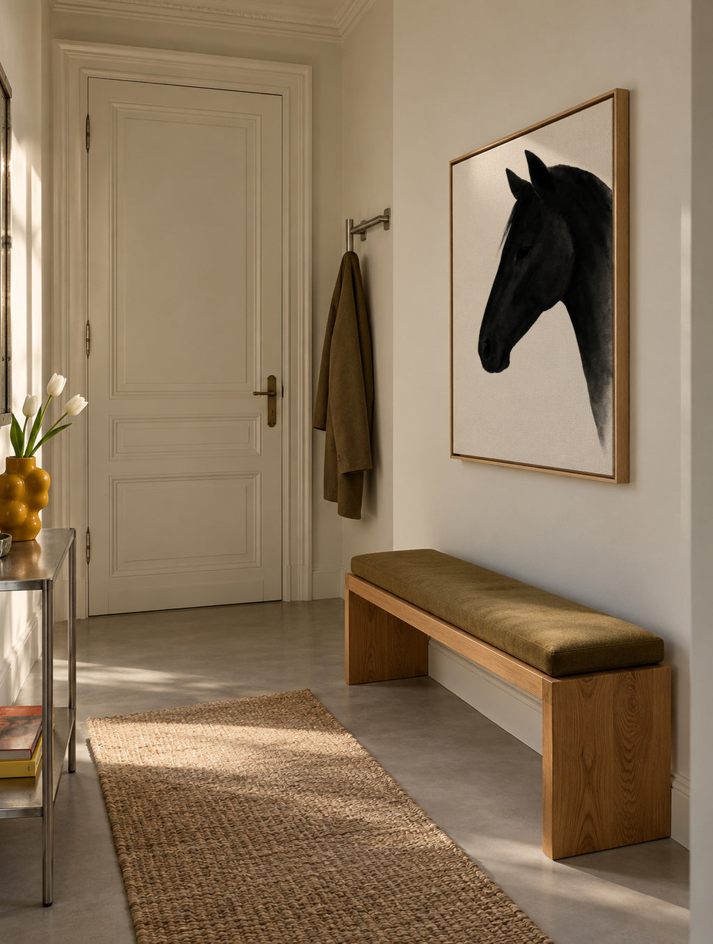 Dark Stallion - Framed canvas in an interior