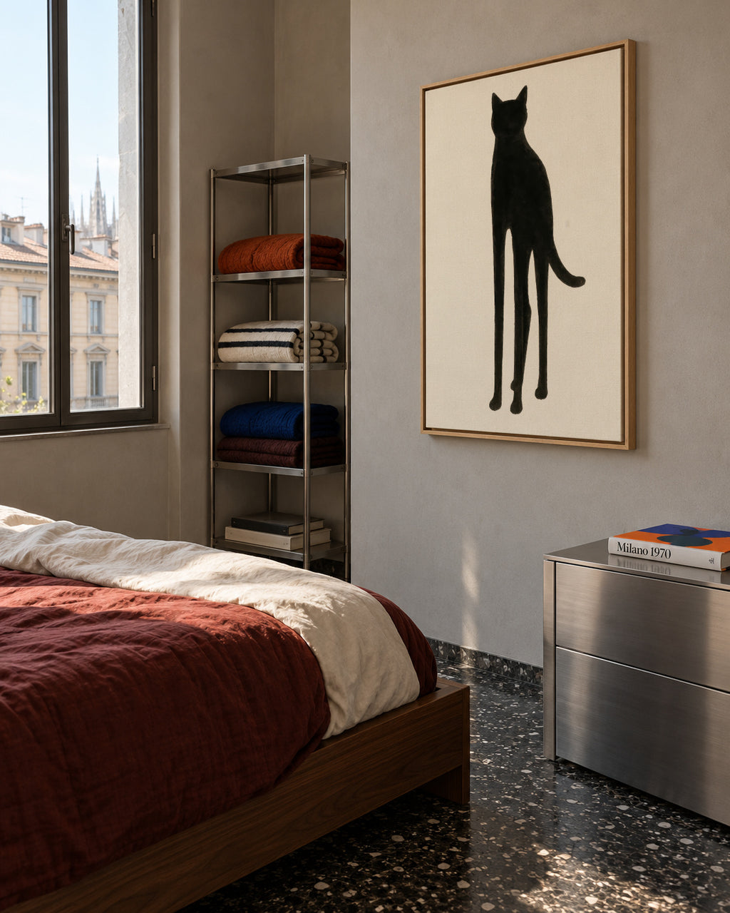 Slender Feline - Framed canvas in an interior