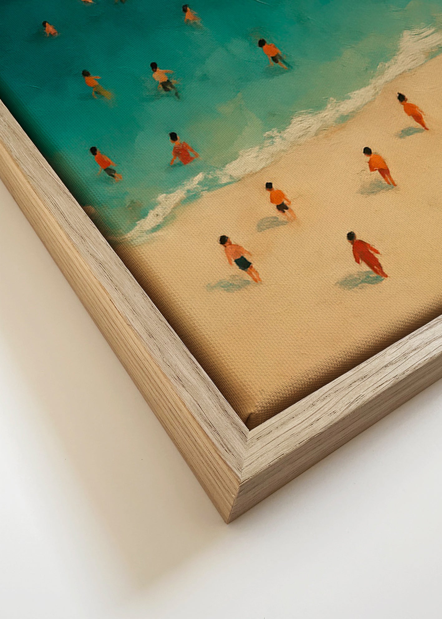 Cuadro de paisaje: playa vista aérea con bañistas – Canvas detail