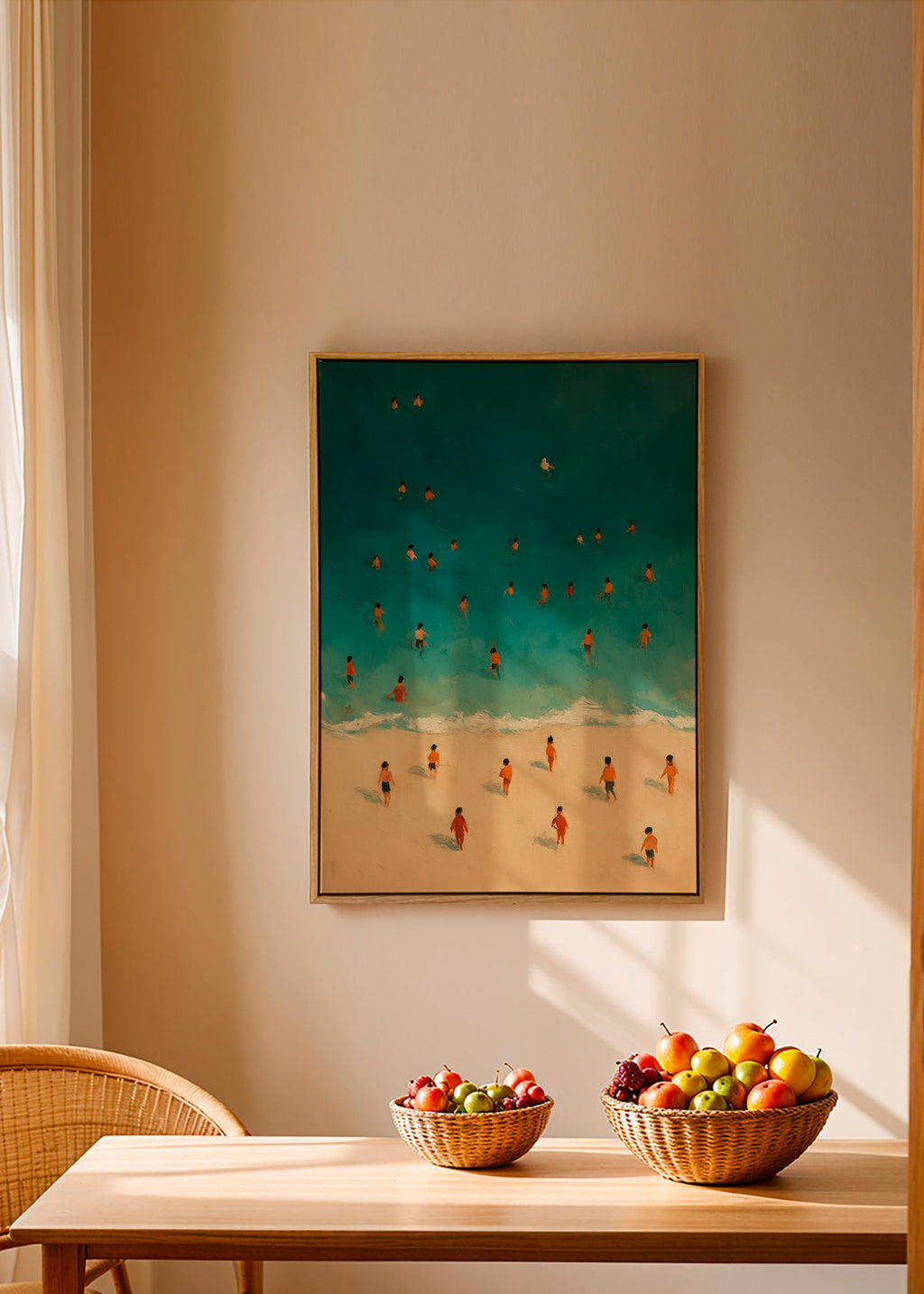 Cuadro de paisaje: playa vista aérea con bañistas – Canvas2