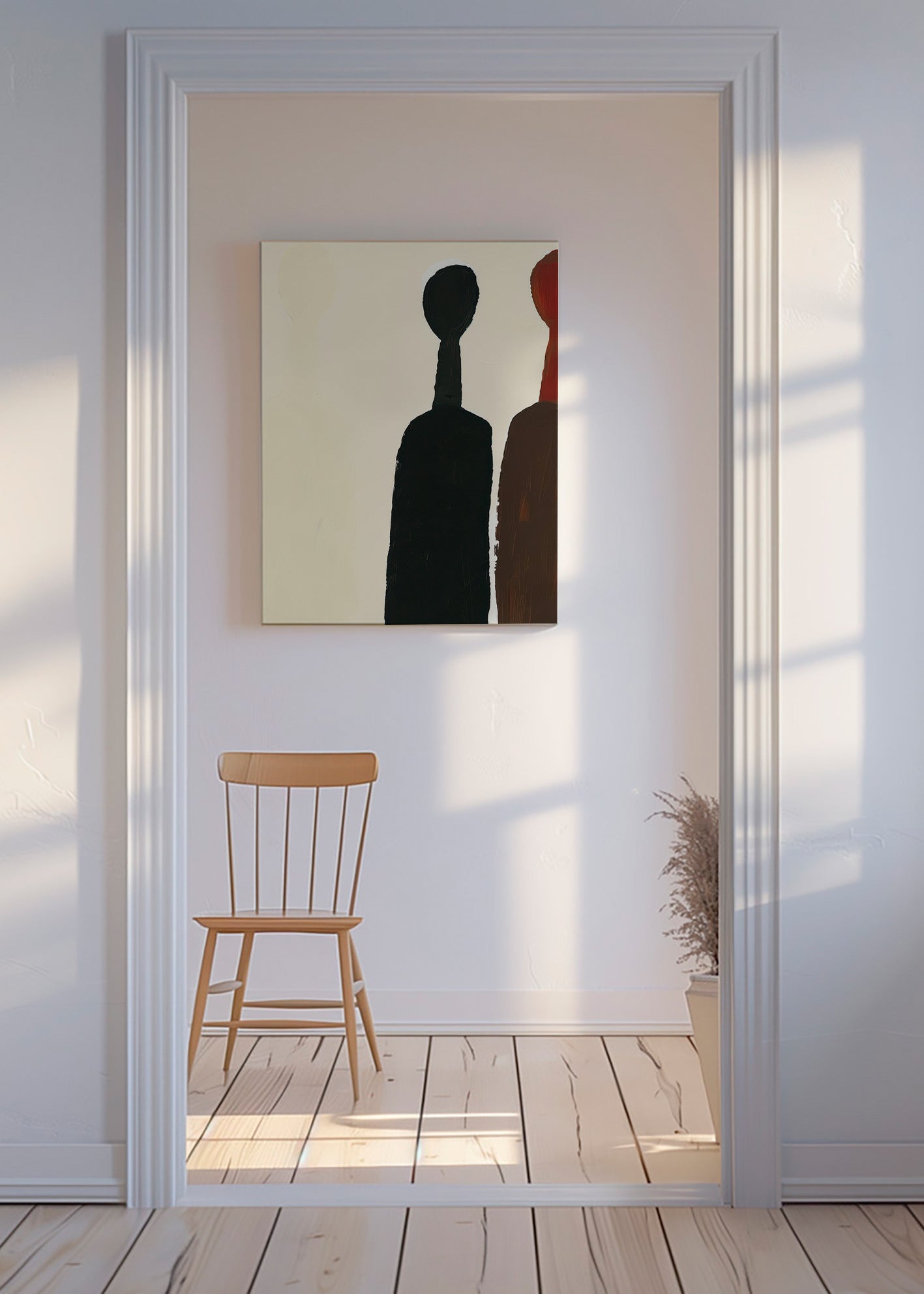 Cuadro abstracto de siluetas alargadas – Canvas