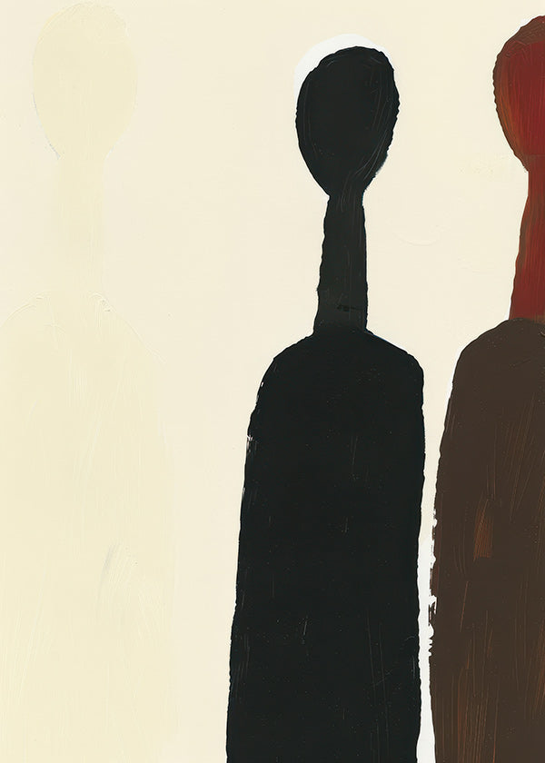 Cuadro abstracto de siluetas alargadas