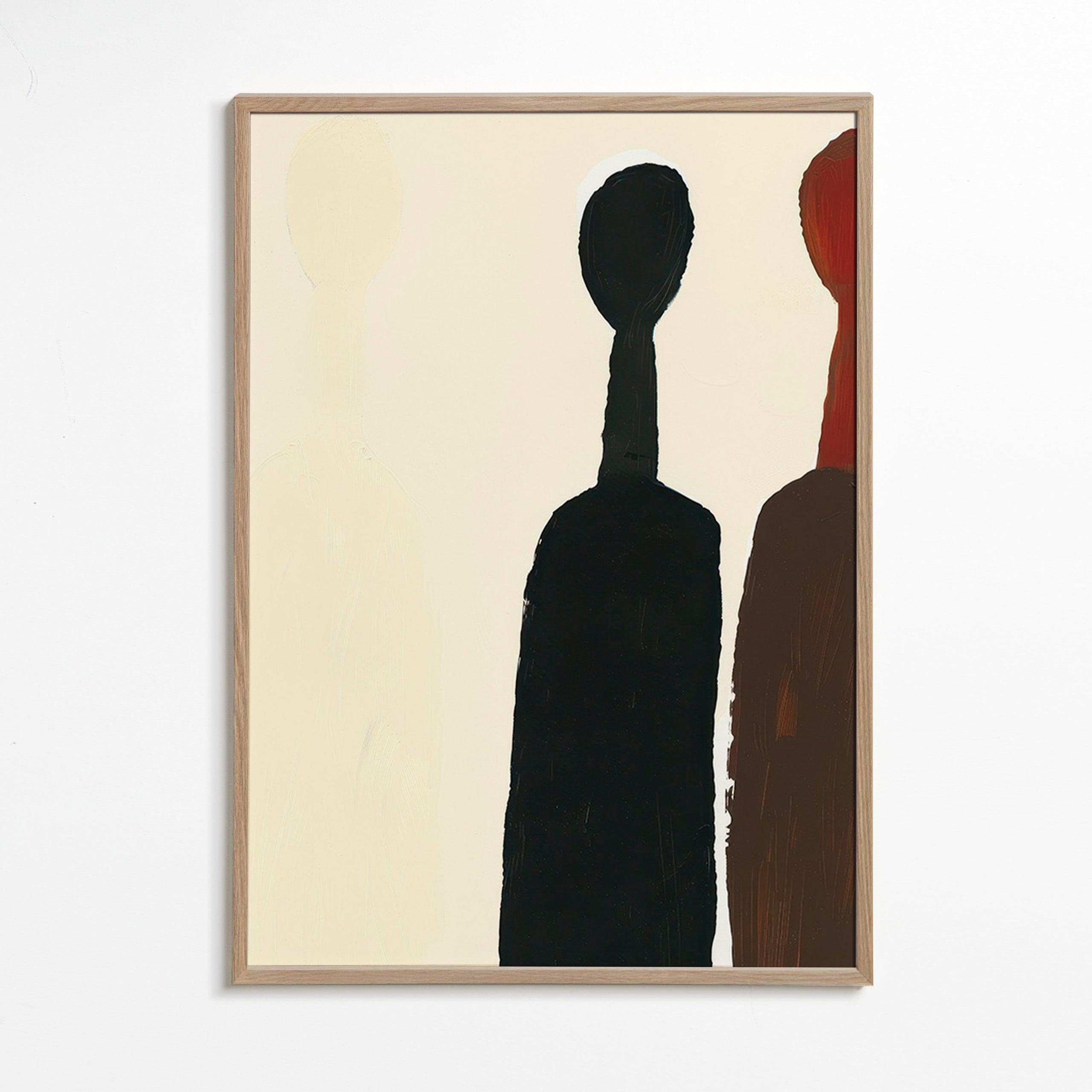 Cuadro abstracto de siluetas alargadas – Oak Frame