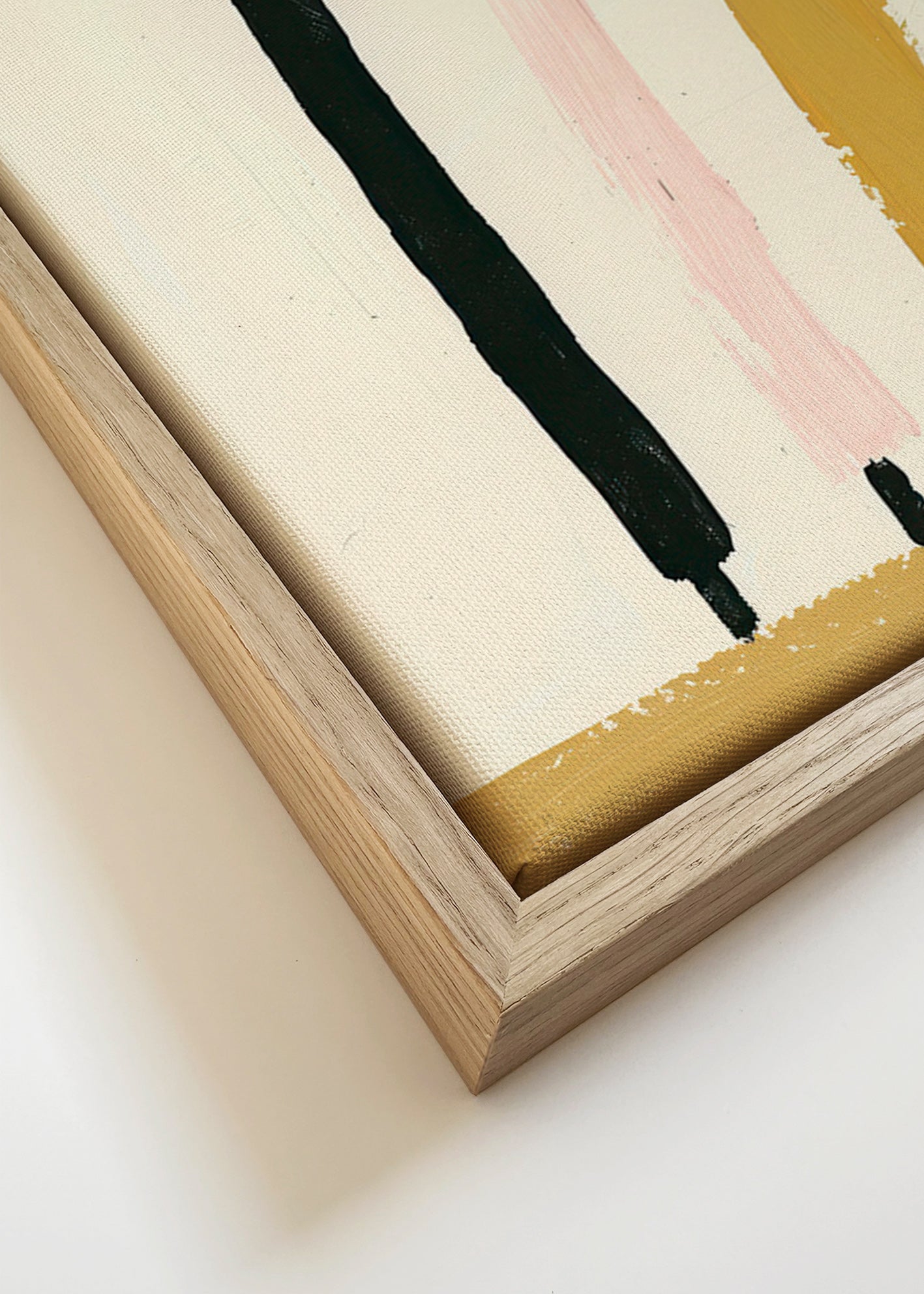 Cuadro abstracto de tres pinceladas verticales – Canvas detail