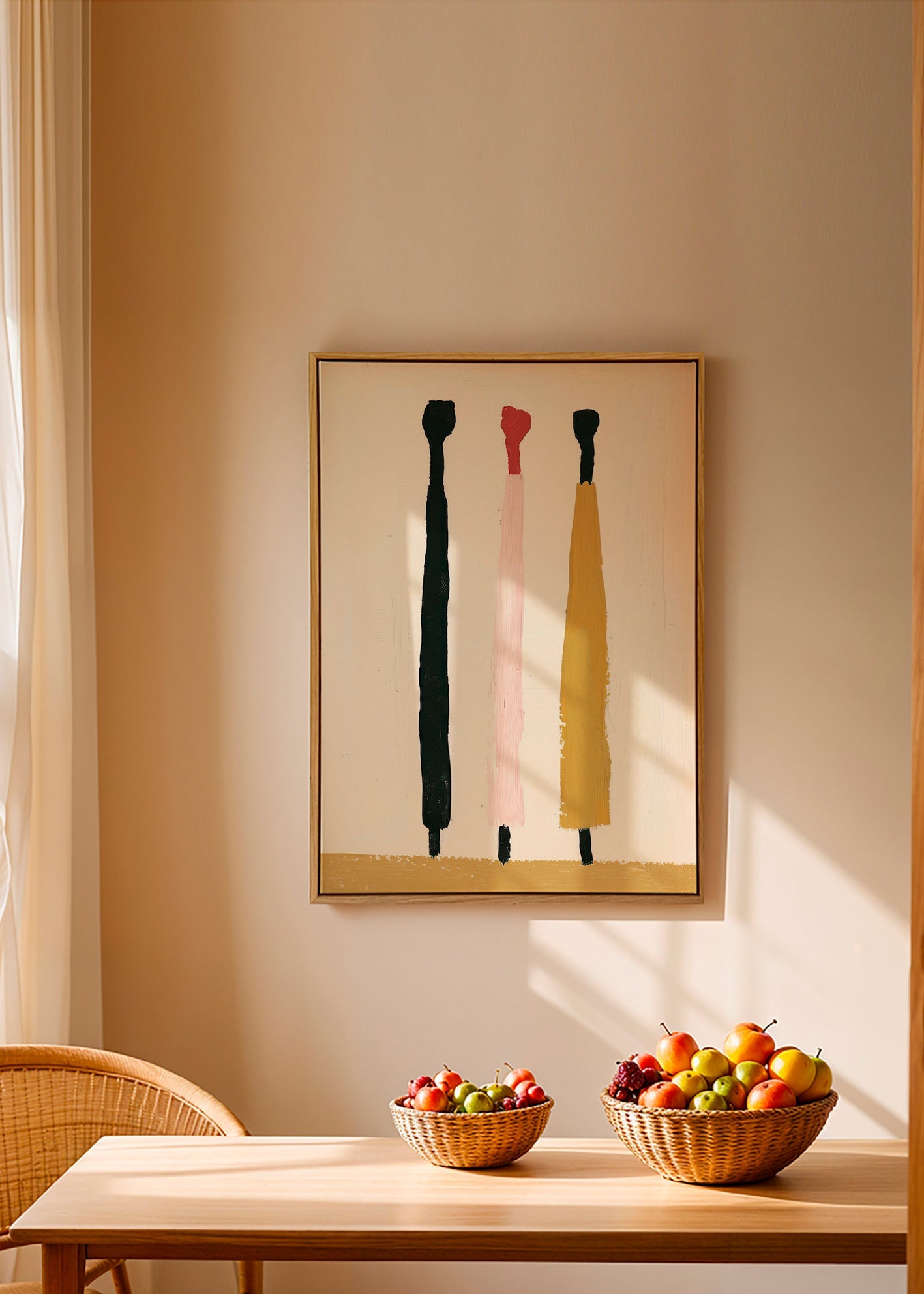 Cuadro abstracto de tres pinceladas verticales – Canvas2