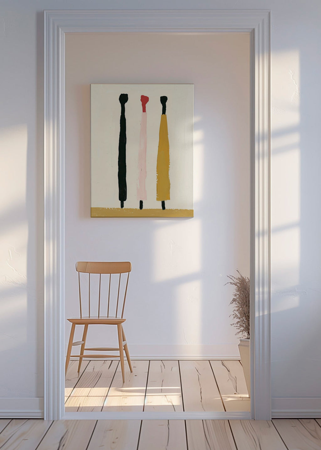 Cuadro abstracto de tres pinceladas verticales – Canvas