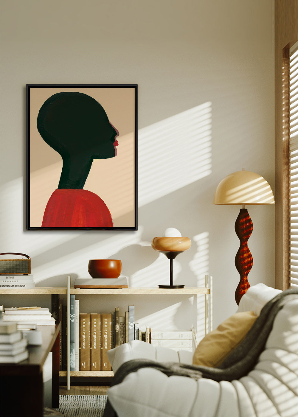 Ilustración: perfil estilizado en rojo – Canvas1