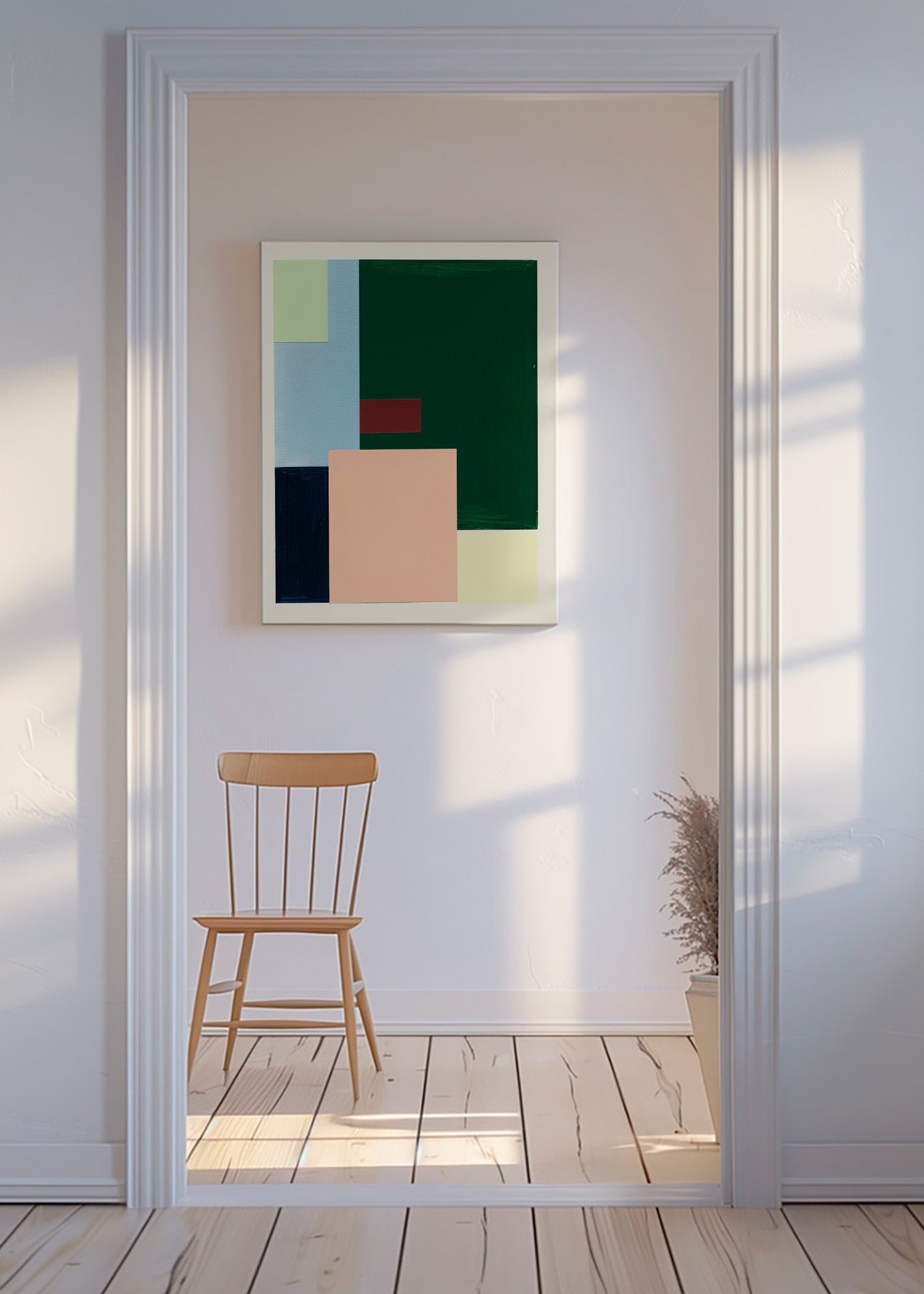 Cuadro geométrico con bloques color pastel – Canvas