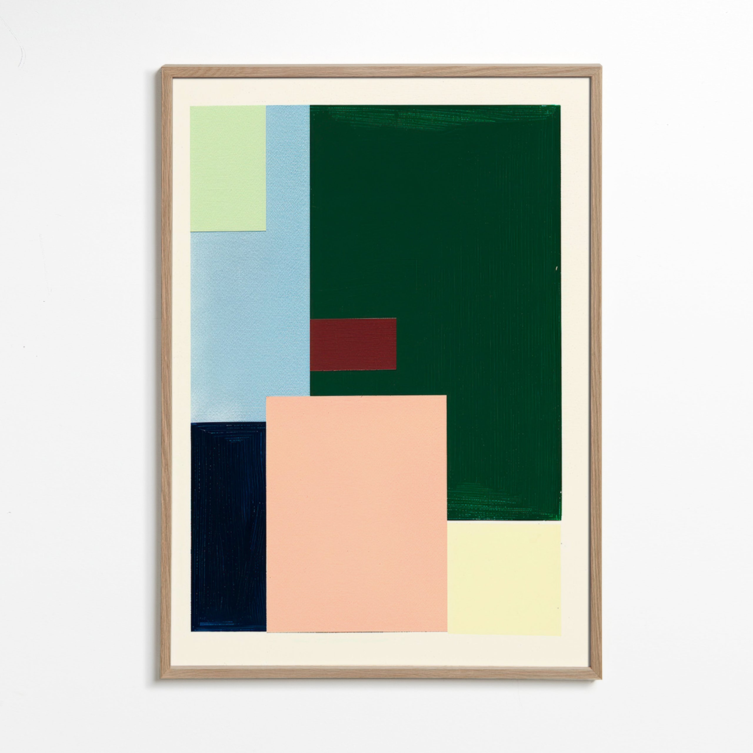 Cuadro geométrico con bloques color pastel – Oak Frame