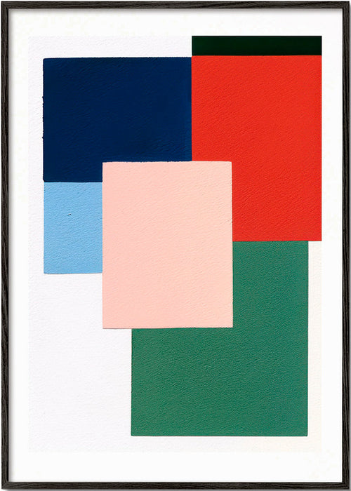 Cuadro geométrico con bloques de color superpuestos – Black Frame