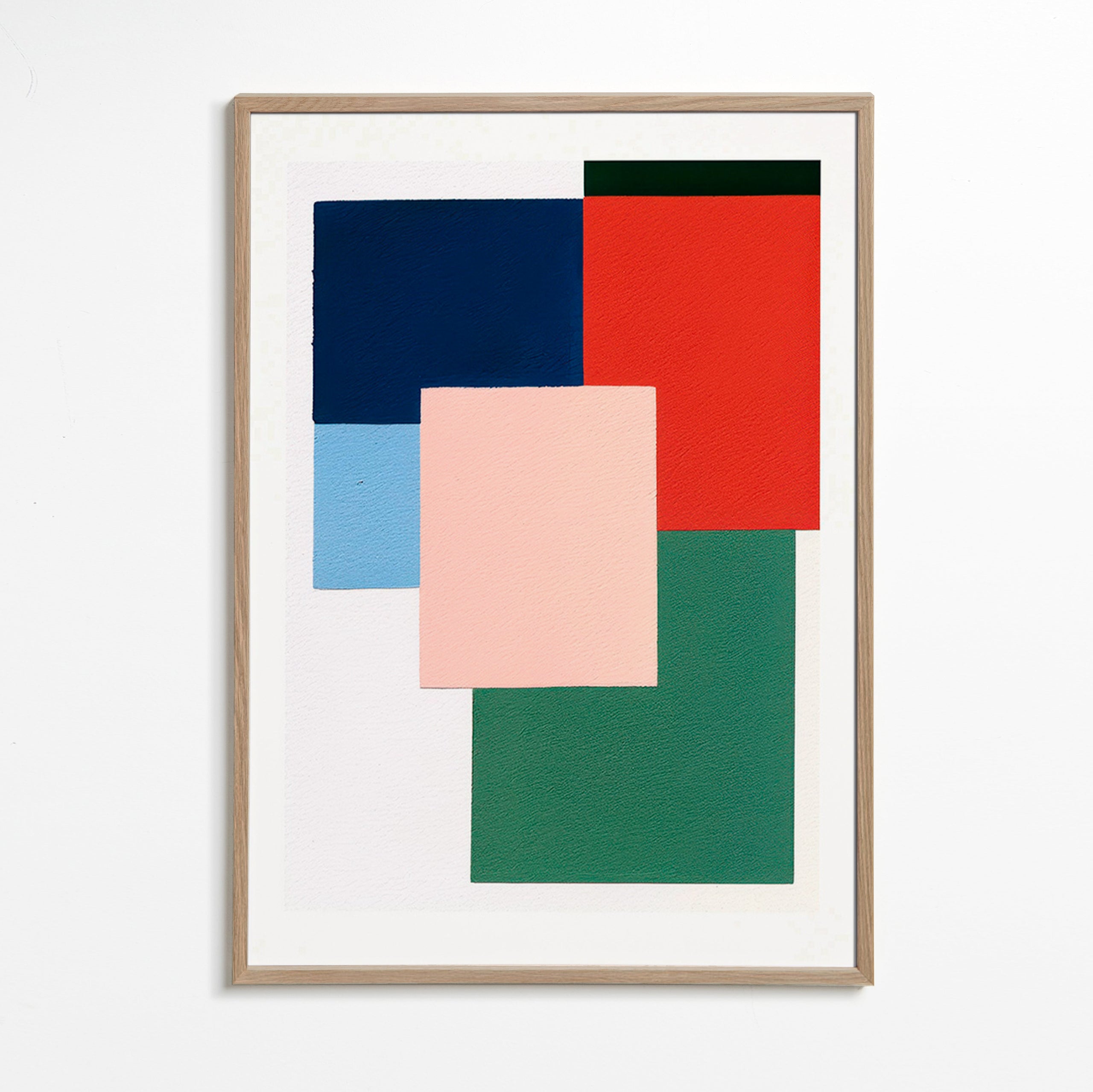 Cuadro geométrico con bloques de color superpuestos – Oak Frame