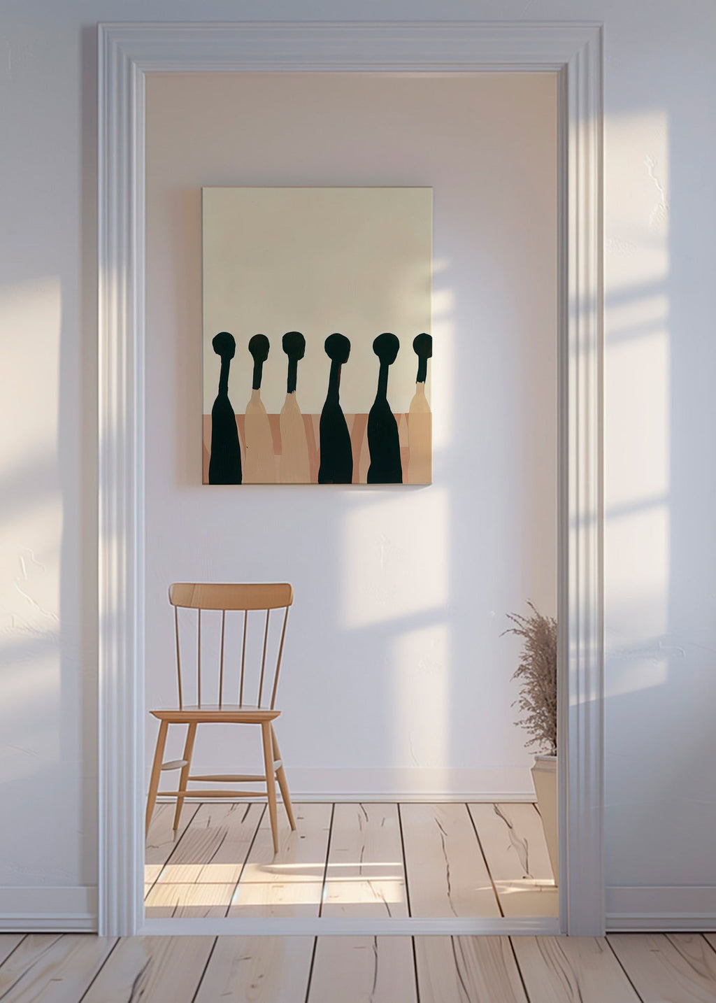 Cuadro abstracto de figuras alargadas – Canvas