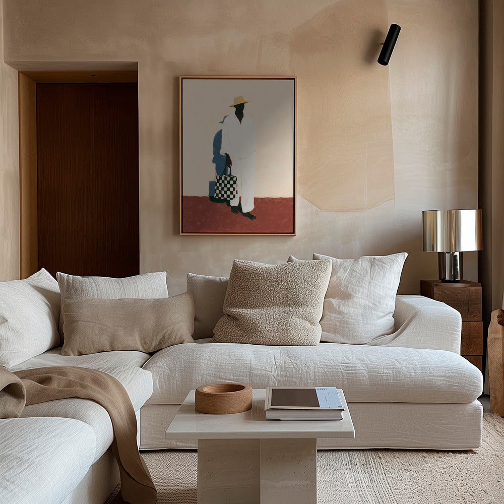 Cuadro minimalista con figura en traje blanco – Canvas2