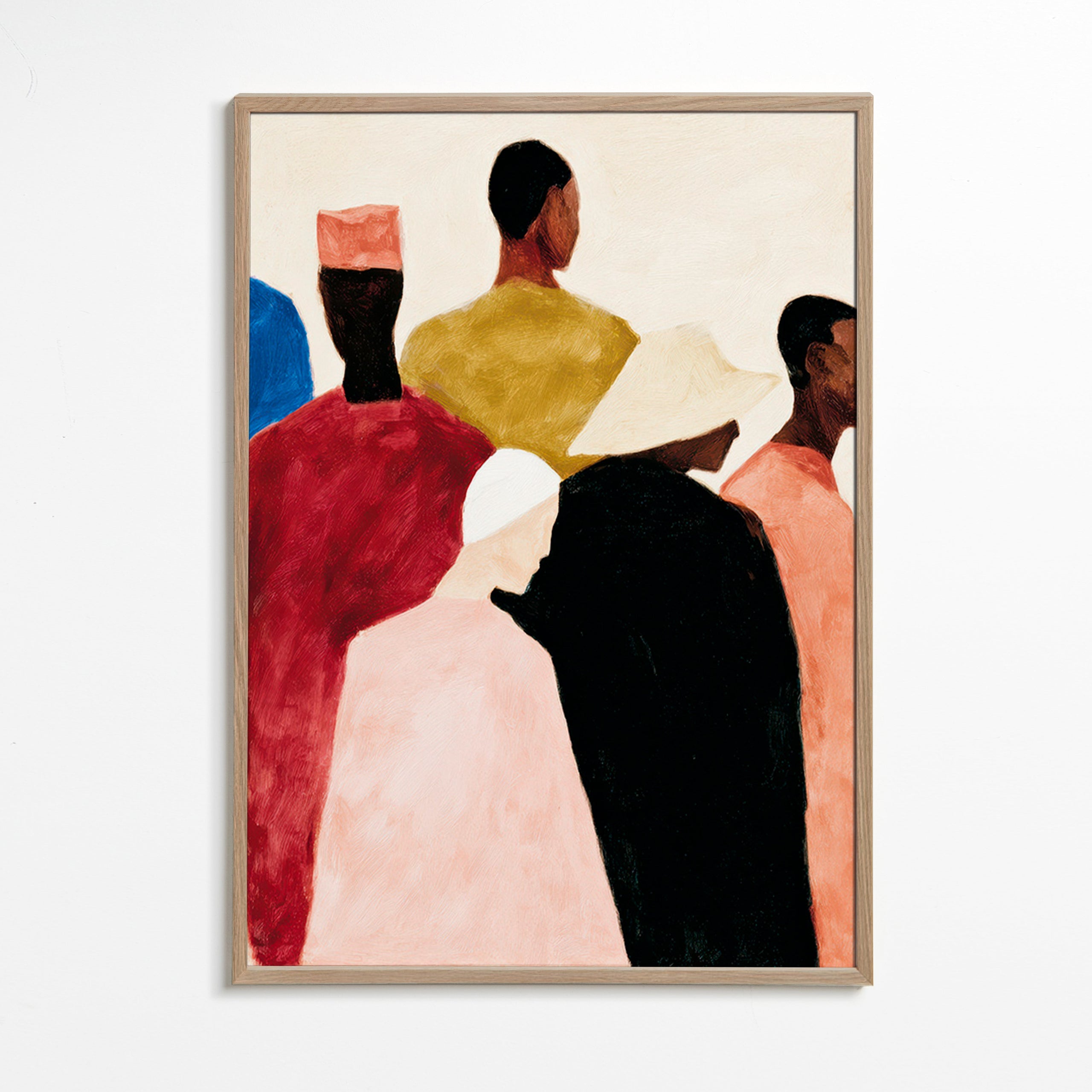 Cuadro abstracto de figuras agrupadas – Oak Frame