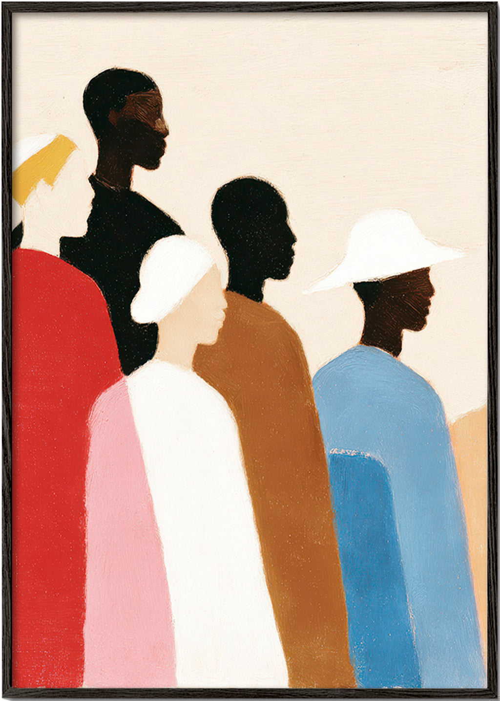 Cuadro abstracto de figuras en fila – Black Frame