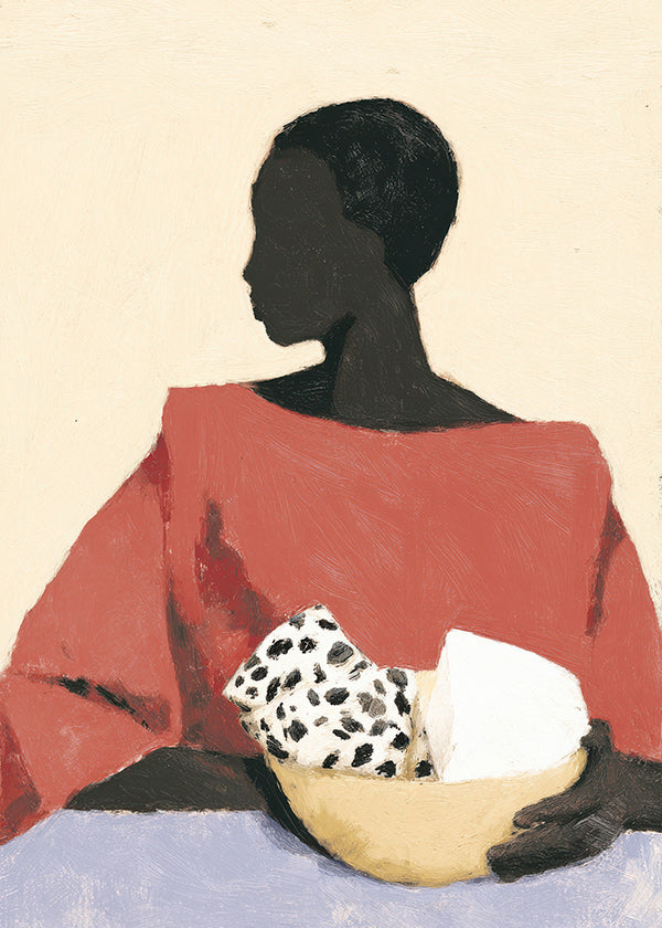 Cuadro de cocina con mujer y cuenco