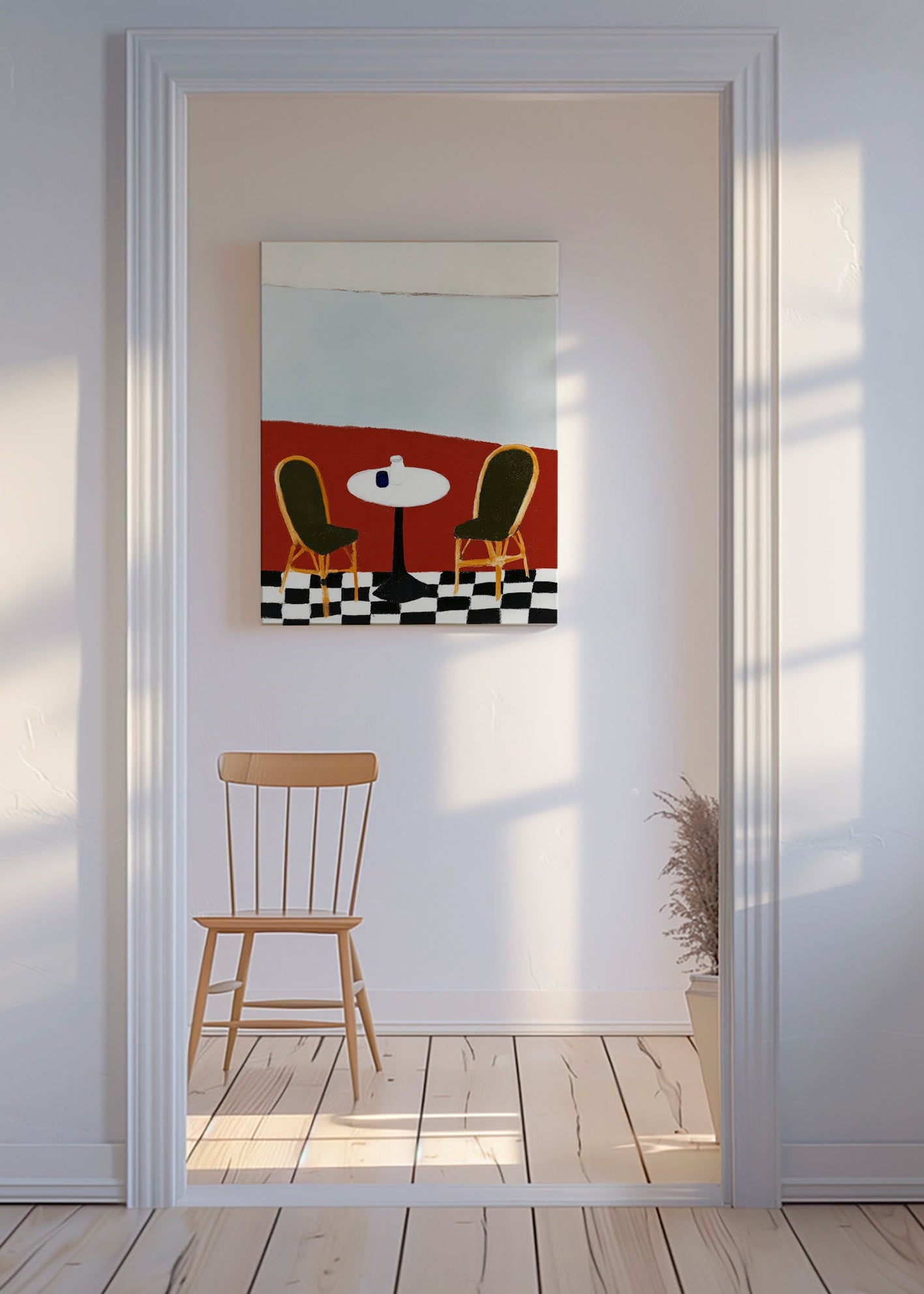 Cuadro de cocina con terraza y mesa redonda – Canvas