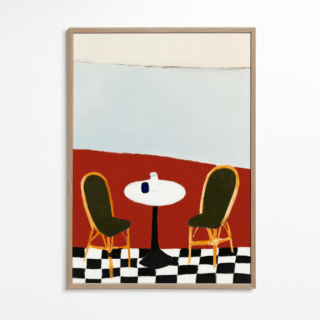 Cuadro de cocina con terraza y mesa redonda – Oak Frame