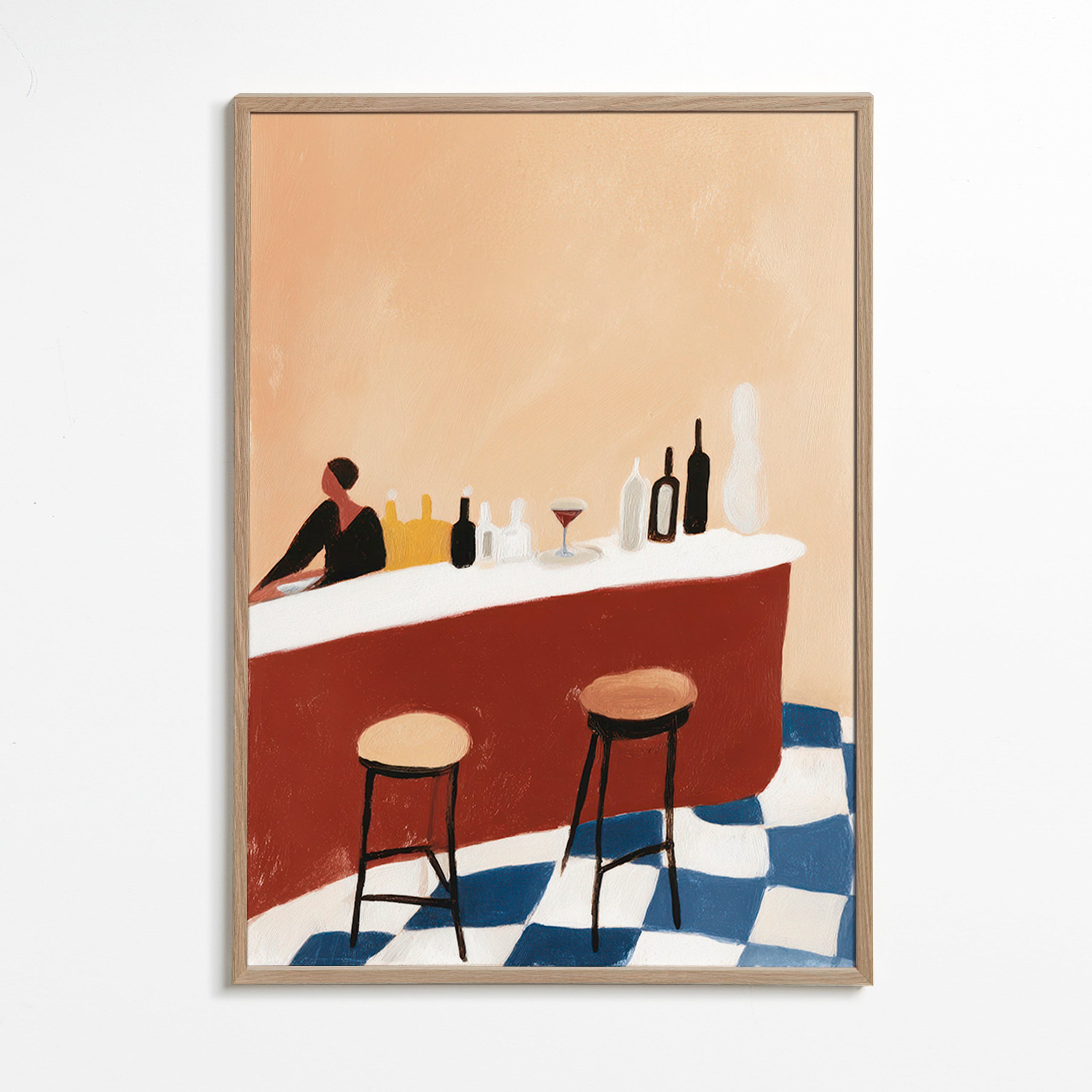 Cuadro de cocina con barra y copas – Oak Frame