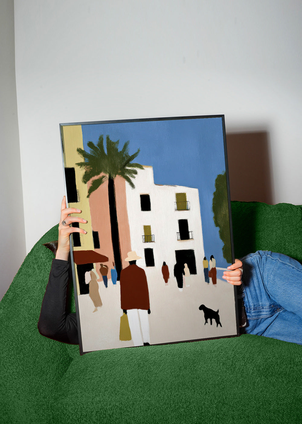 Cuadro de ciudades con paseo mediterráneo y palmera – Product2