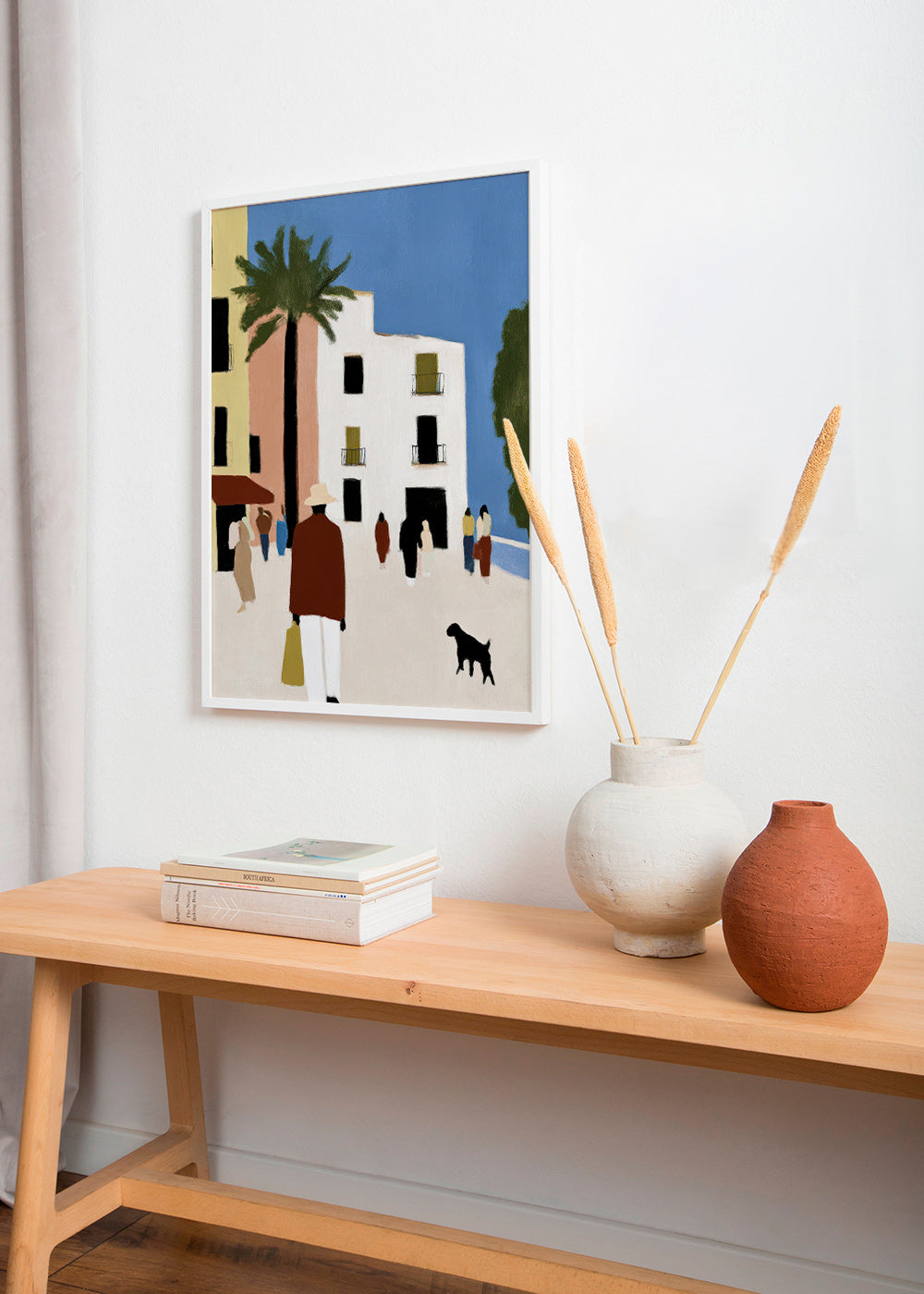 Cuadro de ciudades con paseo mediterráneo y palmera – Product3