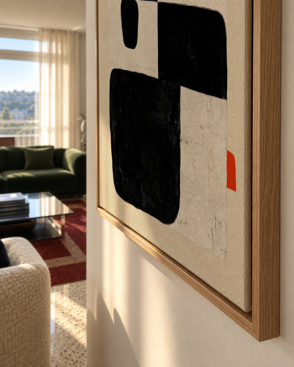 Red-Black Intersection - Framed canvas detail