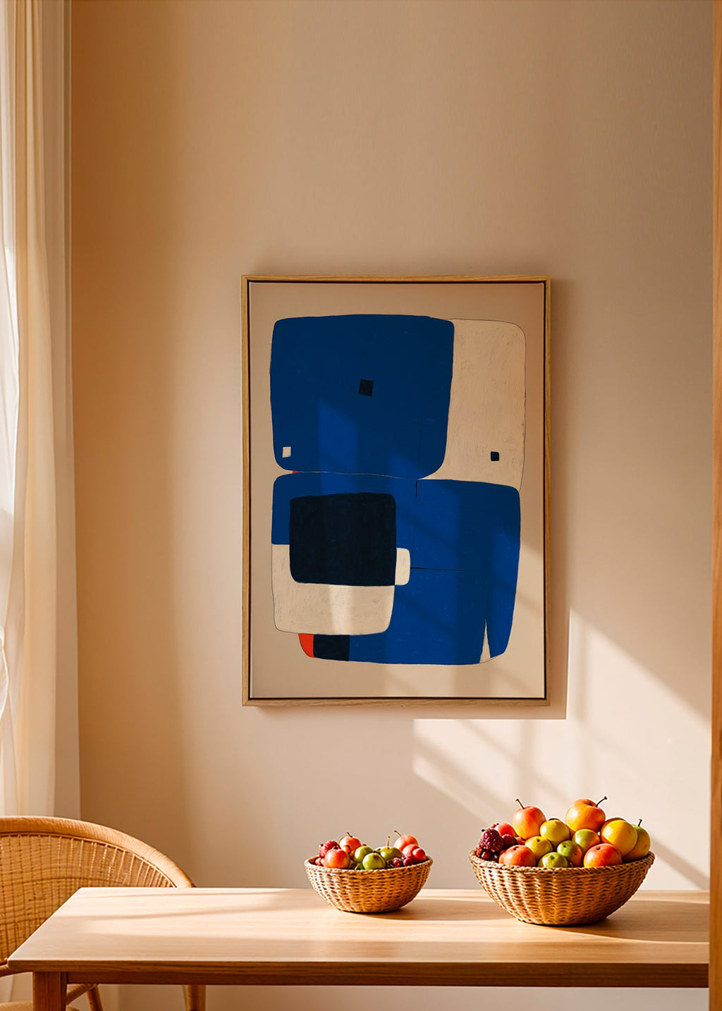 Cuadro abstracto azul con bloques orgánicos – Canvas2