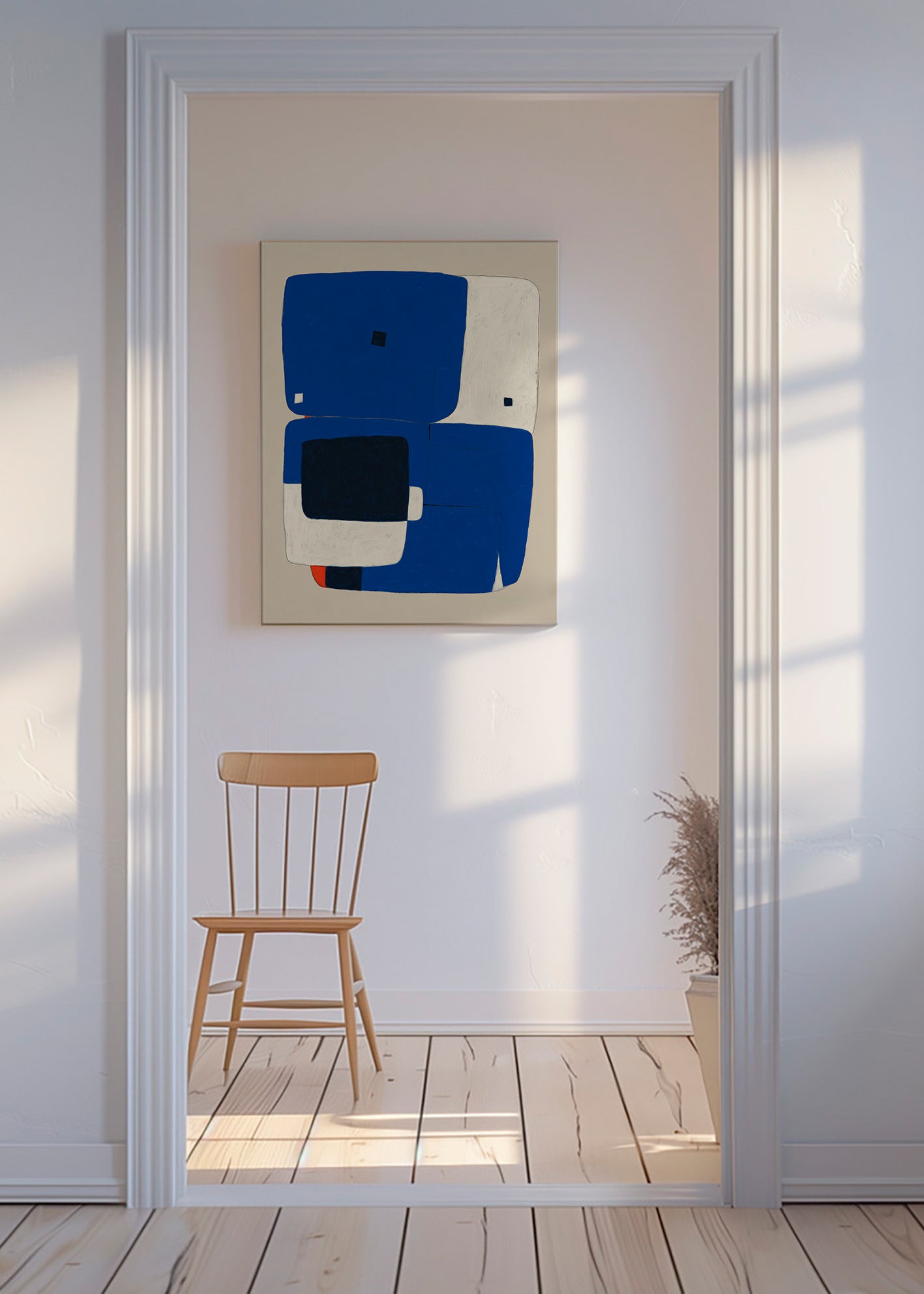 Cuadro abstracto azul con bloques orgánicos – Canvas