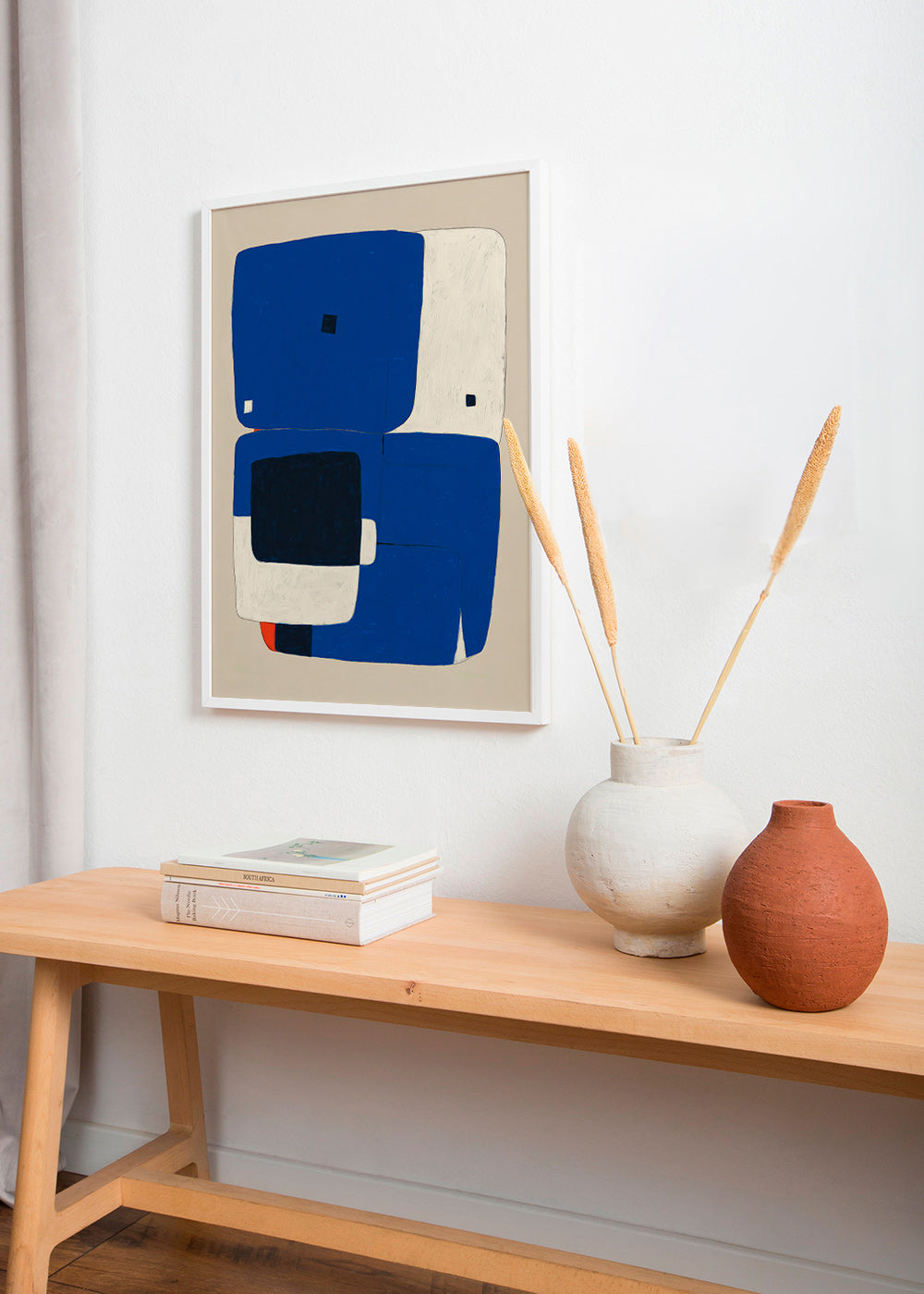 Cuadro abstracto azul con bloques orgánicos – Product2